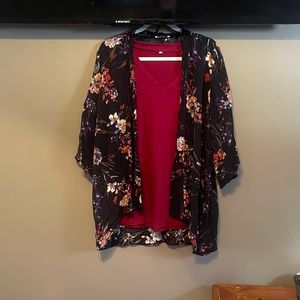Stitch Fix Cardigan w/ Matching Shirt - Size Large